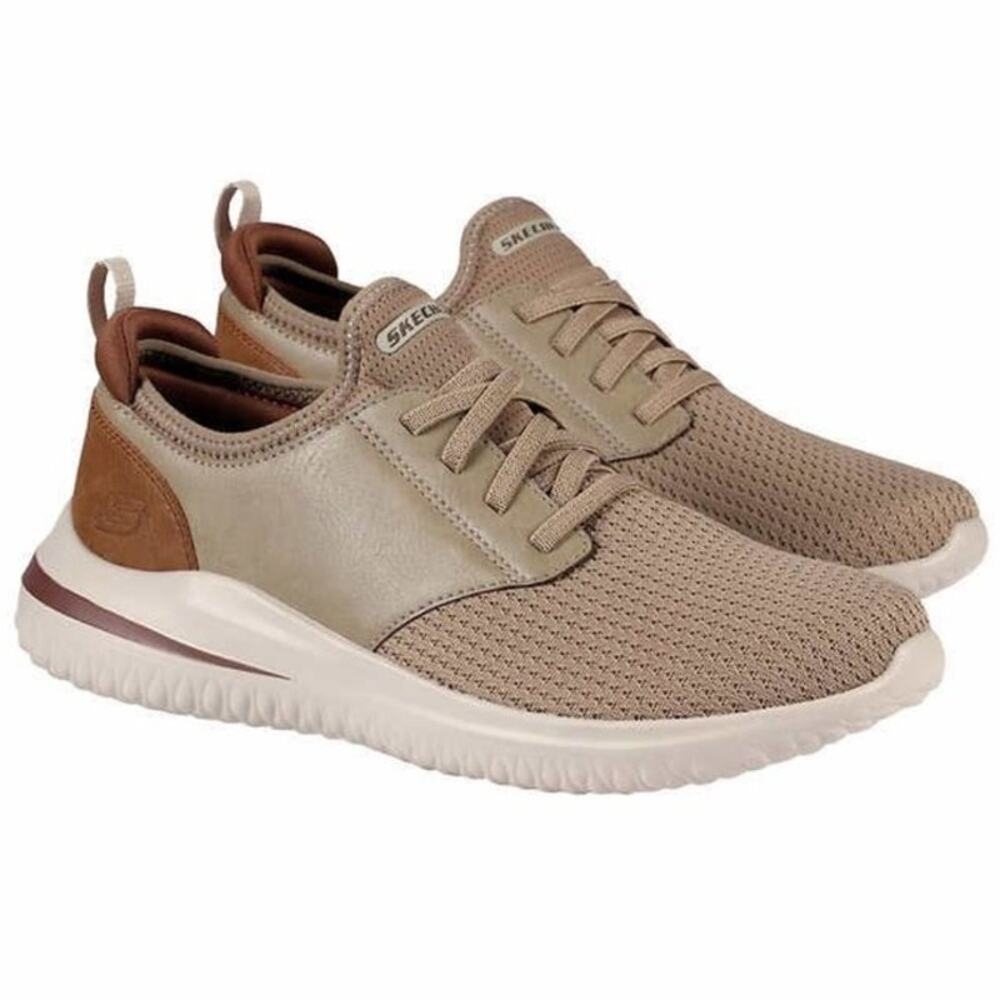 Skechers Men's Delson 3.0 - Mooney trainers in taupe Knitted NEW size 8 beige